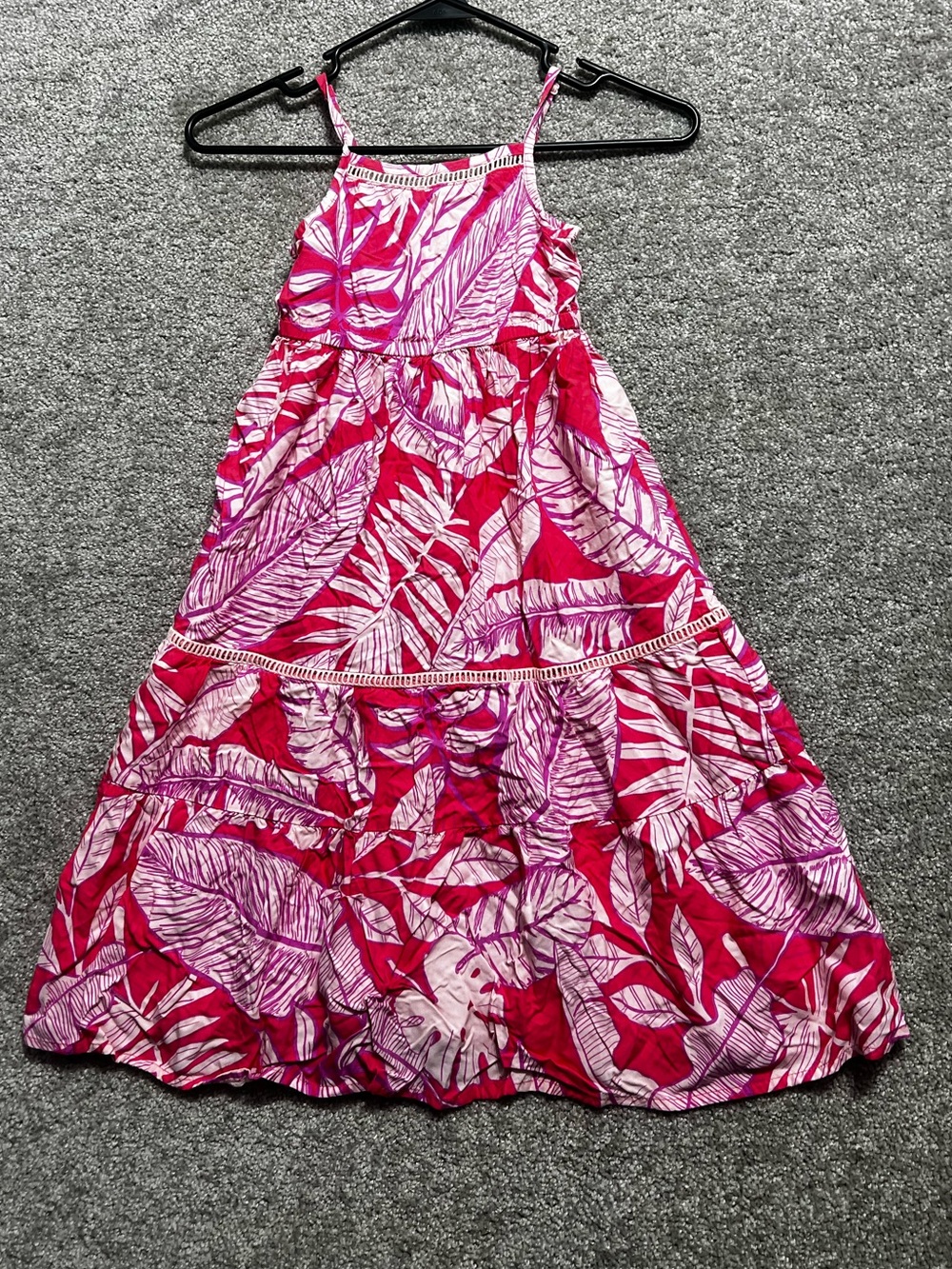 Cat & Jack Girls Pink Maxi Dress Tropical Hawaiian size XS 4/5